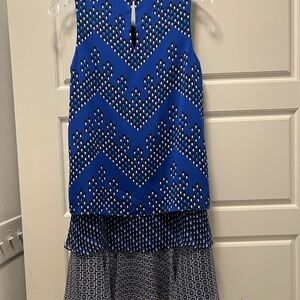 Diane Von Furstenberg Blue and White Sleeveless Dress